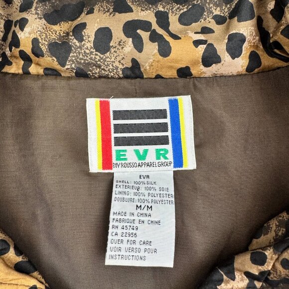 EVR Vintage 80's 100% Silk Animal/Leopard Print Zip Up Jacket Women's Size M - Picture 8 of 11